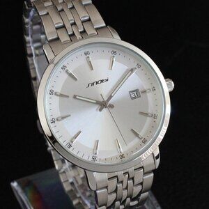 Men's Casual Watch Silver Tone Three Hand With Date Complication 38mm